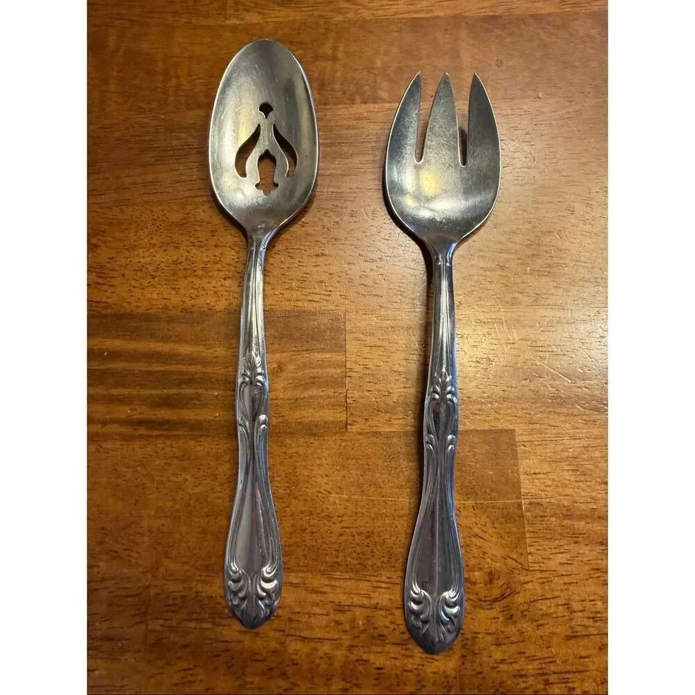 Superior Stainless 2 Pc Slotted Spoon, Meat Fork (6625)